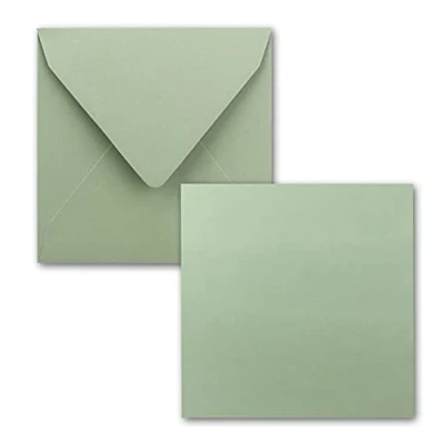 Image de FarbenFroh® by GUSTAV NEUSER® Lot de 50 cartes simples, carrées, 15 x cm, avec enveloppes, en coloris vert eucalyptus, pour vœux, etc.