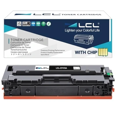 Image de LCL Cartouche de Toner Compatible 410A CF410A (1 Pack Noir) Remplacement pour HP Color Laserjet Pro MFP M477fnw M477fdn M477fdnw M452dn M452dw M452nw M377dw