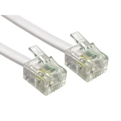 Image de Reulin 2M Câble Plat Pour Téléphone et Internet Haut Débit, 2 M Fil Modem Vers Prise RJ11 ou Microfiltre, Filtre ADSL 2+/Fibre Optique 6/4 Connexion Rapide (Blanc, Mètres)