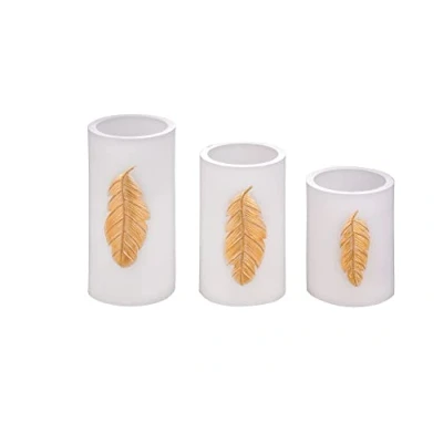 Image de Pauleen Golden Feather Candle 48248 Bougie en cire avec pile et minuterie 6 h Blanc/doré