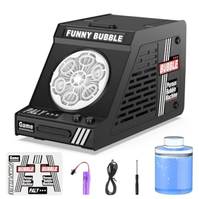 Image de Euakee Machine a Bulle, Machines à Bulles de Savon, Enfant avec Lumière, 15000+ Bulles/Min, Anti Fuite, pour Extérieur, Anniversaire, Fête, Représentations sur Scène