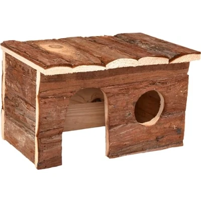 Image de Flamingo Maison pour Rongeur Howy Brun M 28 17,5 17cm sans Fond 2 Ouvertures Equipée d&#039;une Platforme d&#039;observation sur Le Toit