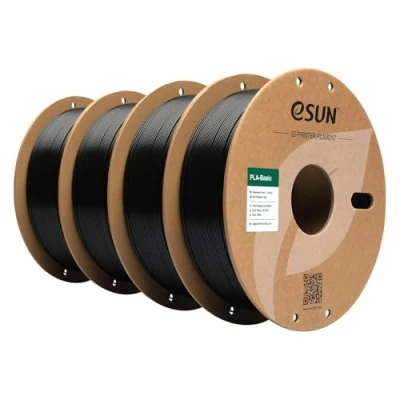 Image de eSUN PLA Filament 1.75mm, Basic Précision Dimensionnelle +/ 0.05mm, 1KG par Bobine, 4 Bobines pour 3D Imprimantes,Noir*4