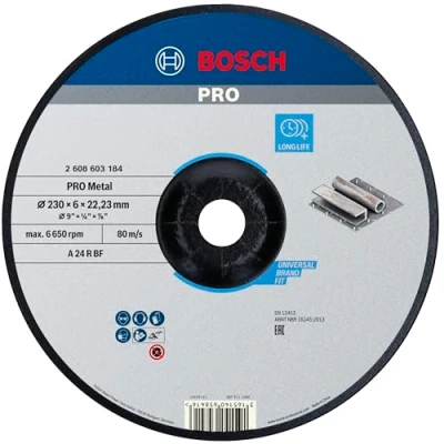 Image de Bosch 2608603184 Meule à ébarber moyeu déporté standard for metal A 24 P BF 230 mm 22,23 6,0