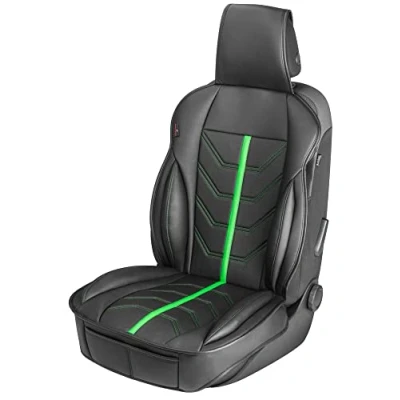 Image de WALSER housse de siège voiture, universel et coussin protection noir vert Kimi, compatible avec 95% automóviles (Voiture/Berline/SUV/Camionnette/Fourgon)