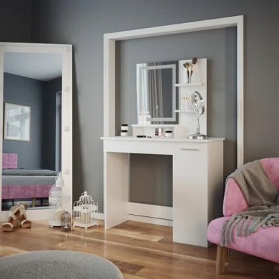 Image de Vicco Coiffeuse Julia, Blanc, 90 cm avec Miroir LED
