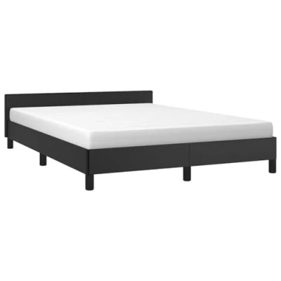 Image de vidaXL Cadre de Lit avec Tête Sommier à Lattes Rembourré Double Adulte Chambre Intérieur Noir 140x190 cm Similicuir