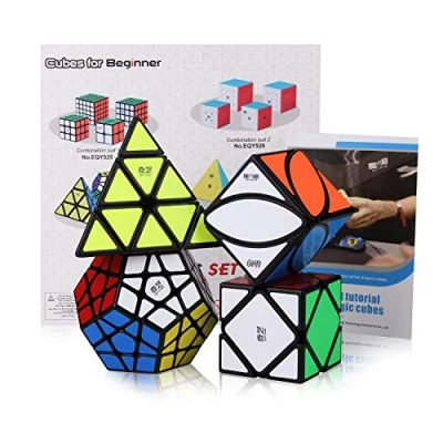 Image de ROXENDA Speed Cube Set, de Vitesse 2X2 3X3 4X4 5X5 Pyramide Megaminx Skewb Ivy Collection Magique Fast pour Enfants Adultes, avec Coffret Cadeau et Tutoriel Secret(Irregular)