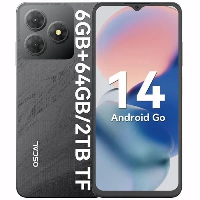 Image de Téléphone Portable Oscal FLAT 2C 6,56&quot; 6Go+64Go/SD 2To 5000mAh Android 14 GO Dual SIM Noir