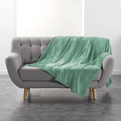Image de douceur d&#039;intérieur, Plaid (180 x 220 cm) Flanou Sauge, Flanelle