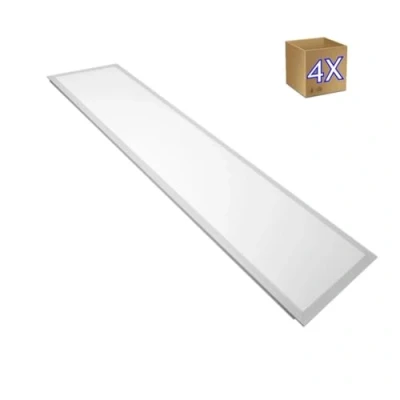 Image de Jandei Lot de 4 panneaux LED 295 x 1195 mm Puissance 50 W, Rétro éclairé. Blanc froid 6000 K, Cadre blanc, pour encastrer dans un faux plafond type Armstrong, Driver inclus