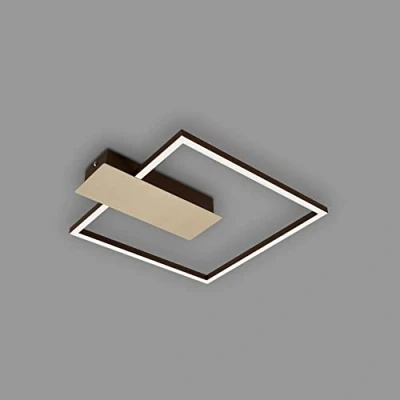Image de BRILONER Leuchten plafonnier LED à intensité variable sur 3 niveaux, fonction mémoire, couleur de lumière blanc chaud, rectangulaire, or brun, 375x320 mm, 3544 017, anodisé brun