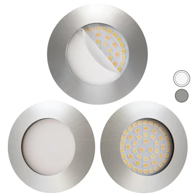 Image de Scandinavian home Set de 3 spots LED encastrables et dimmables WarmDim 230V 5,8W blanc chaud 60mm 70mm I salle bain CRI 90 580lm 3100K 68mm Design en acier inoxydable avec verre dépoli