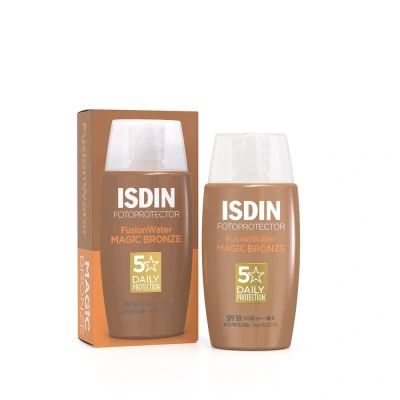 Image de ISDIN Fotoprotector Fusion Water Color SPF50 (Bronze) 50ml Ecran solaire teinté à base d&#039;eau pour le visage un usage quotidien Couvrance naturelle