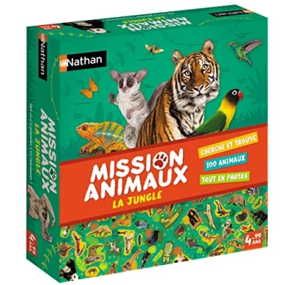 Image de Nathan Mission Animaux La Jungle Jeu D&#039;Observation pour Enfants Découvre Les De Se Joue en Famille A Partir 4 Ans 31315 Multicolore
