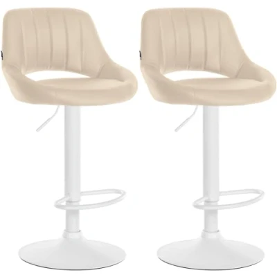 Image de CLP Lot de 2 tabourets Bar Milet Similicuir I Chaise pivotante avec Repose Pieds et Dossier, Couleur:crËme, MatÈriel du Cadre:Metall Matt Weiss