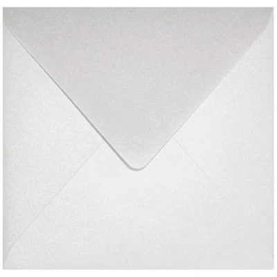 Image de Netuno 100 enveloppes carrées blanches 153x153mm Aster Metallic White rabat pointu nacrées brillantes métallisées pour invitations anniversaires mariage cartes de vœux Noël