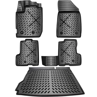 Image de ELMASLINE Kit de tapis en caoutchouc et bac coffre, pour Dacia Duster 2 x (2WD) à partir 2021, bord haut
