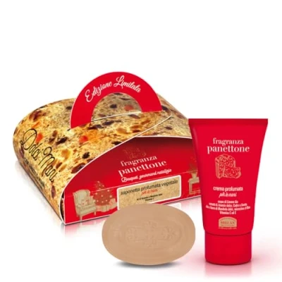 Image de Helan, Panettone Crème nourrissante pour les mains à l&#039;huile d&#039;amande douce, la vitamine C et E 50 ml + Savon végétal solide 75 gr, Coffret idéal femmes