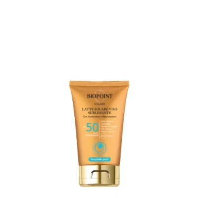 Image de Biopoint Solaire Lait Visage Sublimante SPF 50 avec accélérateur d&#039;bronzage, Action antioxydante et Hydratant, Donne une peau Dorée Lumineuse ml