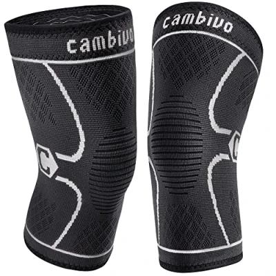 Image de CAMBIVO Genouillère Arthrose Genou x2, Genouilleres Sport Compression Elastique, Ligamentaire Attelle pour Menisque, Musculation, Squat, Course, Jogging, Volleyball, Randonnée
