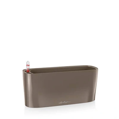 Image de Lechuza Pot de Fleurs d&#039;Interieur Delta 10 Réserve d&#039;Eau Intégrée Coloris Taupe 30 x 11 13 cm