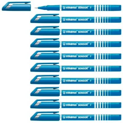 Image de Stylo feutre pointe fine STABILO SENSOR Lot de 10 stylos feutres 0,3 mm Turquoise