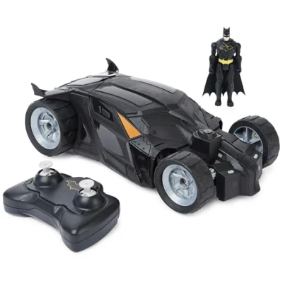 Image de DC COMICS Batman Batmobile RC 1:20 + Figurine 10 cm Voiture Télécommandée Echelle Technologie 2,4 Ghz Pilotage Facile Compatible Avec Figurines Jouet Enfant 4 Ans et