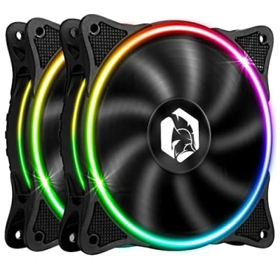 Image de EMPIRE GAMING Ventilateur de Boîtier PC Gamer 2x120MM Flux d’air élevé RGB Adressable LED PWM 3 pins 5 Volts Dual Loop Silencieux Refroidissement 12CM Noir