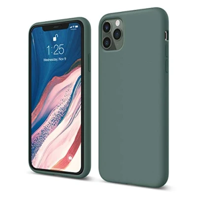 Image de elago Silicone Case Compatible with Apple iPhone 11 Pro Max (6.5 “) Liquid Silicone, Soft Microfiber Lining, Raised Lip for Screen &amp; Camera, Full Body Protection, Flexible (Midnight Green)