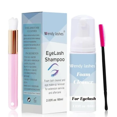 Image de Nettoyant D&#039;extension de Cils, 60ml Shampoing Cils Lashes Mousse Nettoyante Pour le Extension avec Brosse (60ml)