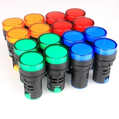 Image de GUUZI 16 Pièces 220V 380V 20mA Indicateur LED à économie d&#039;énergie Trou de Montage Taille 22mm Vert/Jaune/Rouge/Bleu (chacun 4 Pièces)