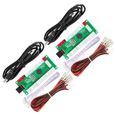 Image de Fosiya Zero Delay Arcade USB Encoder PC to Joystick pour Windows &amp; Linux MAME Raspberry Pi Retropie Projects (2 Player 5pin + Sanwa Style Buttons)