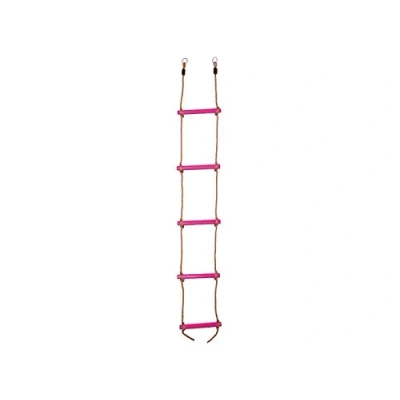 Image de OTITU Échelle de Corde pour Enfants Suspendue Enfants, d&#039;escalade avec 5 Echelons en Bois Jouet Jardin Robuste Rose