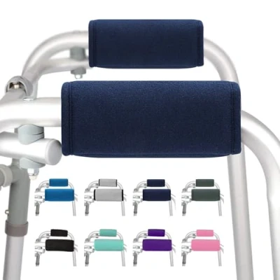Image de supregear Poignées Rembourrées pour Déambulate, 2 Paquet Coussinets Poignée Confortable Doux Fauteuil Roulant à Béquille Walker, Accessoire de Mobilité Respirant Antidérapant (Bleu Foncé)