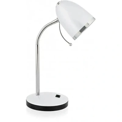 Image de lampe blanche de bureau, bureau rétro sans ampoule, flexo pour lire, étudier, compatible avec les ampoules LED E27, 240V max, travailler, lire et plus