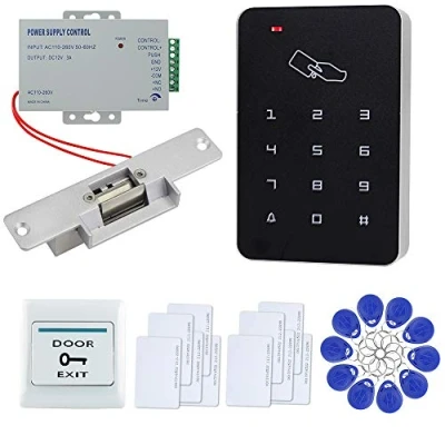 Image de FTSTech Kit de Sécurité à Domicile Contrôle d&#039;Accès Porte Pleine avec Clavier Autonome 125KHz+NC Serrure Électrique+Bouton d&#039;alimentation+Sortie+10pcs clés + 10pcs Cartes Blanches