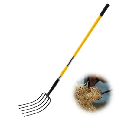 Image de VEVOR Fourche de Jardin à 5 Dents, Foin avec Manche en Fibre Verre, Longueur Totale 145 cm, pour Déplacer Paille, Ramasser Foin, Manipuler Tas Feuilles, Non Conçu Creuser Bêcher
