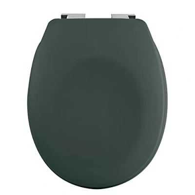 Image de Spirella Abattant WC Thermo Dur NEELA Charnières en ABS Chromé, Couvercle avec Frein de Chute, Fermeture Slow Close 44 x 37 3 cm Vert Foncé Mat