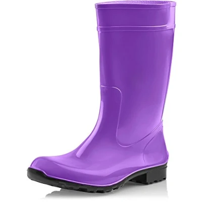 Image de Ladeheid Bottes en Caoutchouc pour Femmes Courtes Bottines Imperméables de Pluie Élégantes et Confortables LA 930 (Violet, 38 EU)