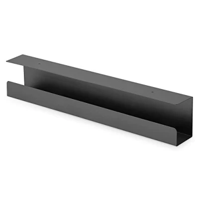 Image de DIGITUS Rail de guidage câbles Montage sous le bureau pour câbles, blocs multiprises Gestion support bac à 60 x 7,6 11,4 cm noir