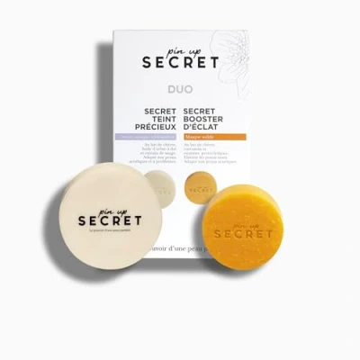 Image de PIN UP Secret Coffret Duo au Lait de Chèvre &amp; Curcuma 1 Savon Teint Précieux et Masque Booster d&#039;Éclat Nettoie le Visage Élimine Impuretés Points Noirs Tous types peaux