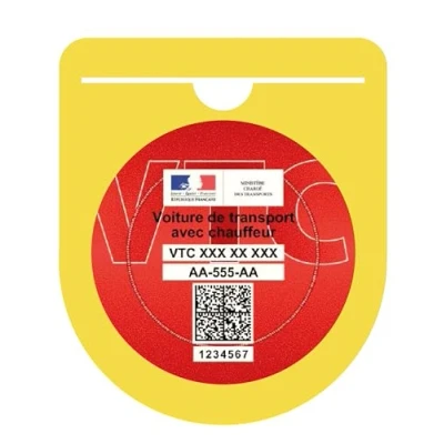 Image de HADEXIA Porte Vignette Macaron VTC Pare Brise Étui Pochette Adhésive Autocollant Sticker Jaune