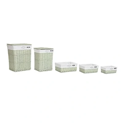 Image de Jeu de paniers DKD Home Decor Polyester Vert 44x34x56 cm À monter soi même