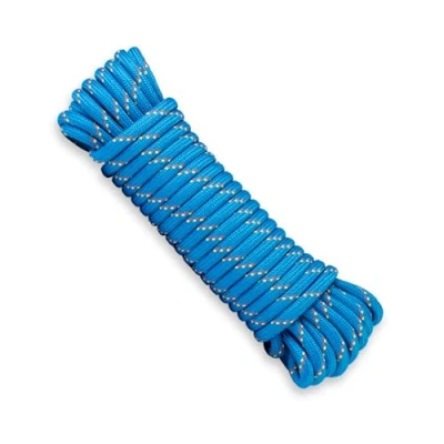Image de SNURO Corde en polypropylène (12mm, 20m, Bleu avec Jaune et Rouge) tressée Paracorde épaisse légère pour l&#039;extérieur, la Survie Le Jardin Charge de Rupture 1837kg