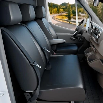 Image de Walser 11496 Housse de Voiture Transporter sur Mesure, siège en Similicuir Anthracite Compatible avec VW Crafter, Mercedes Sprinter, Banc Simple et Double