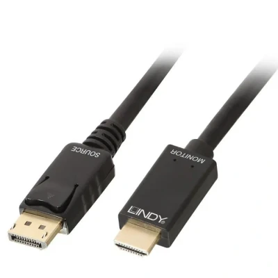 Image de Lindy Câble DisplayPort HDMI 1.4, 3 Mètre, Display Port 1.2 4K 4096x2160@30Hz 10.2G Compatible avec TV, Monitor, Xbox, Gaming, PC, PS4, PS5, Blu ray, Soundbar Garantie de 10 Ans