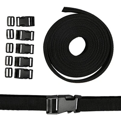 Image de Lot de 5 Paires Sangles avec Boucles à Clip en Nylon Noir 25 mm, 6226126596898, Paar