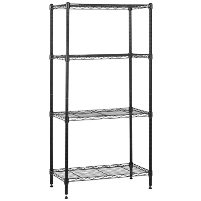 Image de Amazon Basics Étagère à 4 tablettes étroites réglables en hauteur avec pieds de nivellement, charge max. 363 kg, Noir, 58.9 x 34 121.9 cm (l L H)