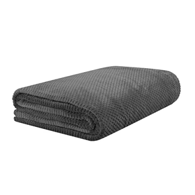 Image de HOMLA Noah Couvre lit 220 x 240 cm Jeté de Couverture Douillette et Moelleuse Polyester Gris